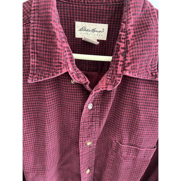 Eddie Bauer Mens L Cotton Corduroy Checked Shirt Button Up Casual Fall/Winter - Picture 4 of 6
